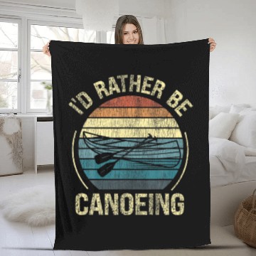 Discover Canoe Canoeing Retro Vintage I'd Rather Be Canoein Fleece Blankets