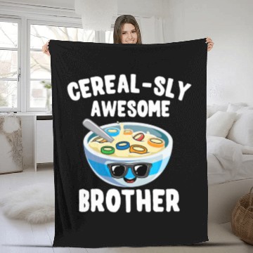 Discover Kids Cute Matching Big Bro Older Brother Cereal Lo Fleece Blankets