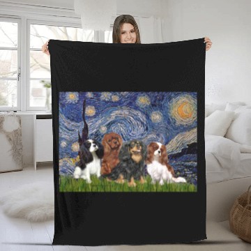 Discover Cavaliers (four) - Starry Night Fleece Blankets