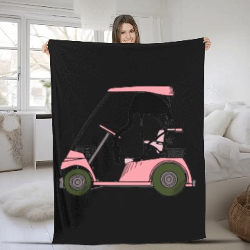 Discover Funny Golf Theme Golf Cart Flamingo Golf Caddy Fleece Blankets
