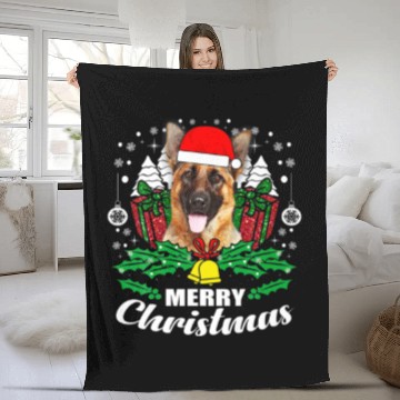Discover German Shepherd Merry Christmas Dog Lover Gift Fleece Blankets