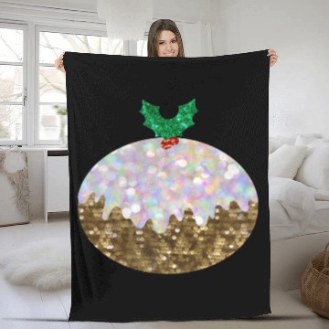 Discover sequin christmas puddings Fleece Blankets