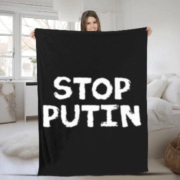 Discover Stop Putin Anti War Protest Fleece Blankets