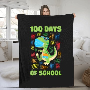 Discover Rex Face Mask Funny 100 Days Of School Fleece Blankets
