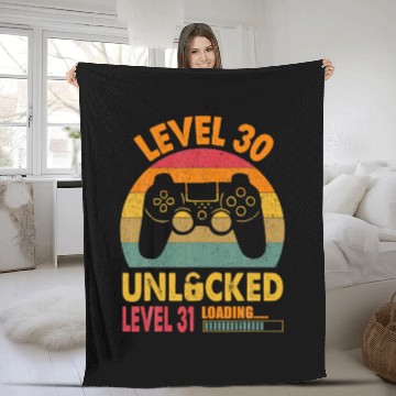 Discover Level 30 Unlocked Video Game 30Th Birthday Retro V Fleece Blankets