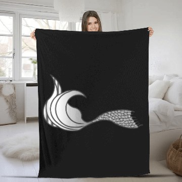 Discover Light Grey Mermaid Tail - no text Polo Fleece Blankets