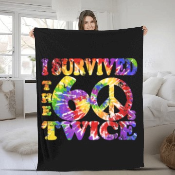 Discover I Survived The Sixties 60S Twice Tie Dye 70Th Birt Fleece Blankets