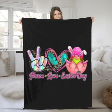 Discover Peace Love Easter Day Bunny Men Women Kid Fleece Blankets