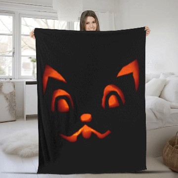 Discover Halloween Cat Face Fleece Blankets