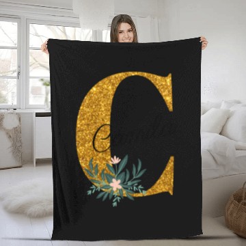 Discover Letter C Golden monogram Fleece Blankets
