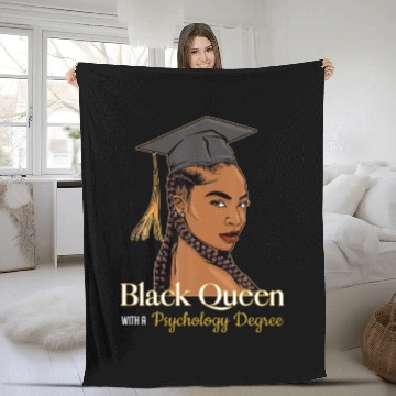 Discover Black Queen With A Psychology Degree Graduation Fleece Blankets