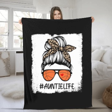 Discover Bleached Basketball Auntie Life Leopard Messy Bun Fleece Blankets