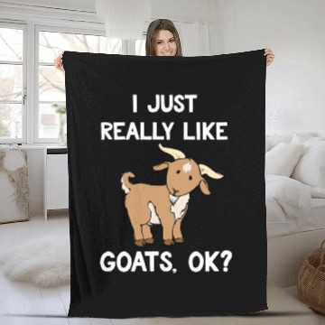 Discover Funny Goat Gift I Just Really Like Goats OK Fleece Blankets