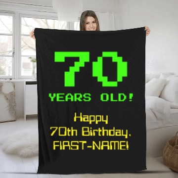 Discover 70th Birthday: Fun, 8-Bit Look, Nerdy / Geeky "70" Fleece Blankets