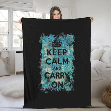 Discover Keep Calm and Carry On Grunge Wallpaper Damask Fleece Blankets