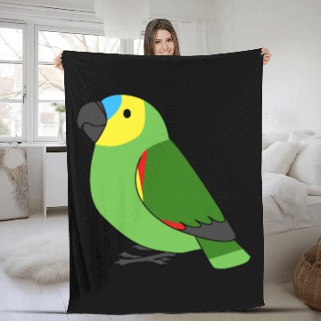 Discover Fluffy blue-fronted amazon parrot cartoon drawing Fleece Blankets