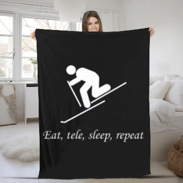 Discover Telemark skiing. Eat, Tele, Sleep, Repeat Fleece Blankets