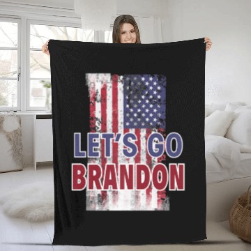 Discover US Flag Funny Conservative Pro Trump Let's Go Bran Fleece Blankets