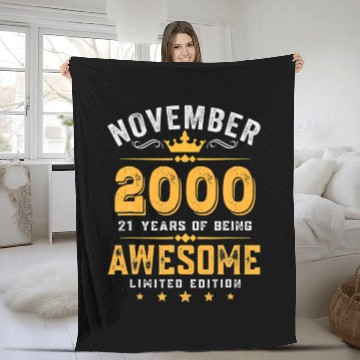 Discover 21St Birthday 2000 Years Old Awesome Since Novembe Fleece Blankets