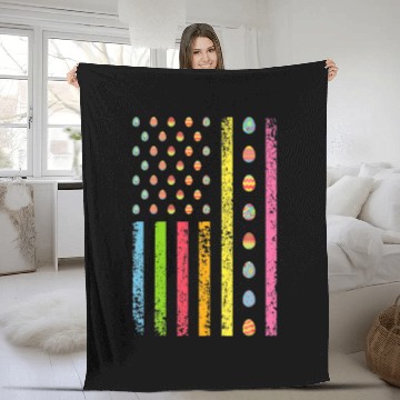 Discover Easter Day American Eggs Flag Funny Men Women Fleece Blankets