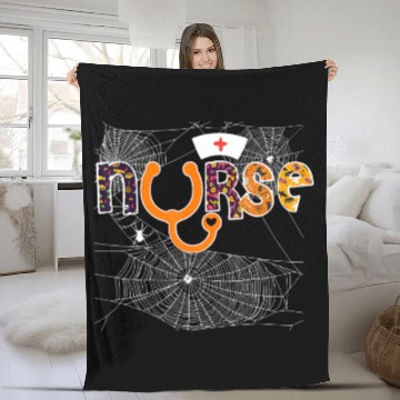 Discover Nurse Halloween With Pumpkin Boo Spider Wicth Fleece Blankets