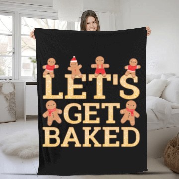 Discover Let's Baked - Santa Gingerbread Christmas Cookies Fleece Blankets