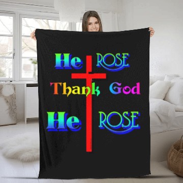 Discover Plus Size Women Thank God He Rose Graphic T Fleece Blankets