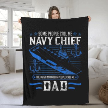 Discover Mens Some People Call Me Navy Chief Dad Gift Fleece Blankets