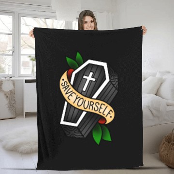Discover Traditional Tattoo Coffin Fleece Blankets