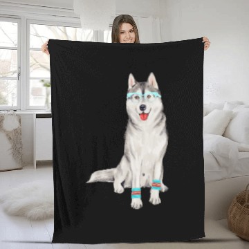 Discover Hand-painted Siberian Husky Dog Fleece Blankets