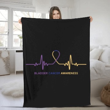 Discover Bladder Cancer Awareness Ribbon Heartbeat Fleece Blankets