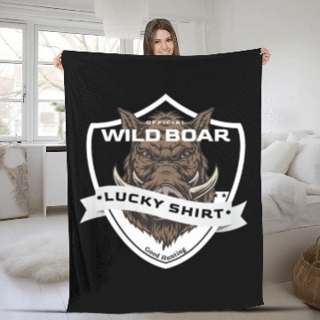 Discover Wild Boar Hunter Lucky For Wild Boar Hunting Fleece Blankets