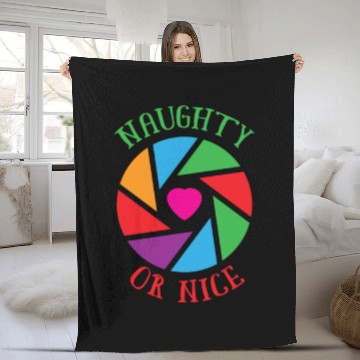 Discover naughty or nice santa cam Fleece Blankets