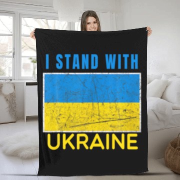 Discover I Stand With Ukraine Flag Emblem Map Fleece Blankets