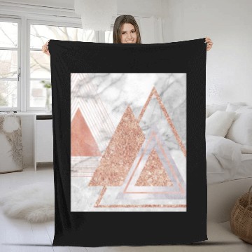Discover trendy white marble Rose gold triangles geometric Fleece Blankets