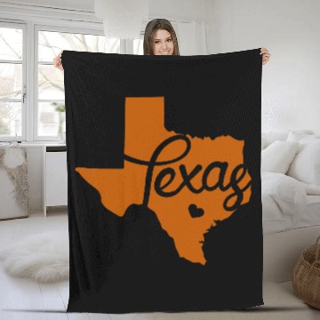 Discover Burnt Orange Texas Heart Fleece Blankets