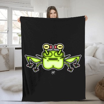 Discover Grumpy odd frog toad v2-1 Fleece Blankets