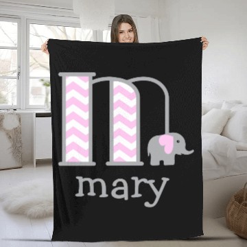 Discover Baby Girl Chevron  Elephant Monogram m Fleece Blankets