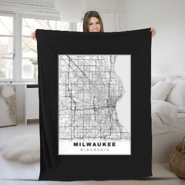 Discover Milwaukee Map Fleece Blankets