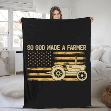 Discover American Flag Tractor Retro So God Made A Farmer Fleece Blankets