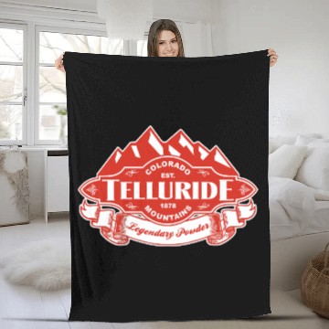 Discover Telluride Mountain Emblem Color Fleece Blankets