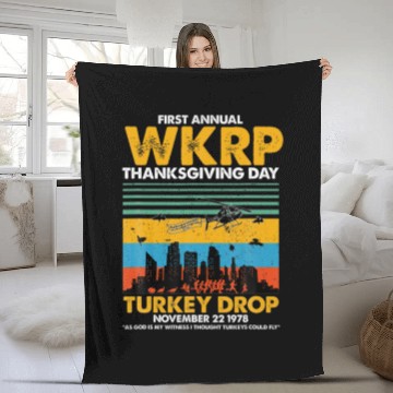 Discover Wkrp Turkey Drop  Turkey Drop T  Turkey Fleece Blankets