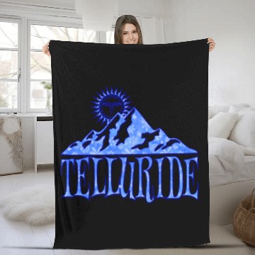 Discover Telluride Snowflake Mountain Logo Fleece Blankets