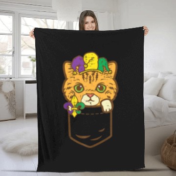 Discover Jester Cat Feet Mardi Gras Pocket Cute Kitten Fleece Blankets