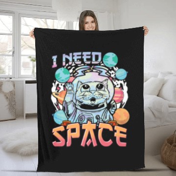Discover I Need Space Cat In Space Suit Fleece Blankets