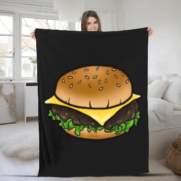 Discover Classic Cheeseburger Women’s 3/4 Sleeve Fleece Blankets