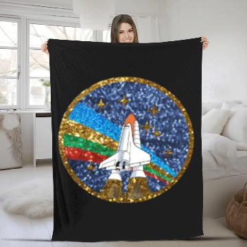 Discover sequin space ship Fleece Blankets