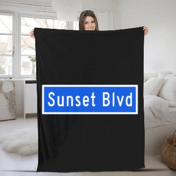 Discover Sunset Boulevard, Los Angeles, CA Street Sign Fleece Blankets