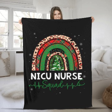 Discover Leopard Rainbow NICU Nurse Squad Nurse Christmas T Fleece Blankets