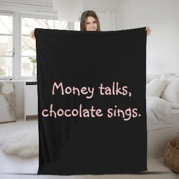 Discover Money talks, chocolate sings. Ringer Fleece Blankets